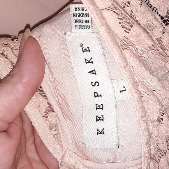 KEEPSAKE Lace Cutout Minidress Pink Nude Eyelash Lace Ballet Coquette Rose L 10 - Picture 7 of 12